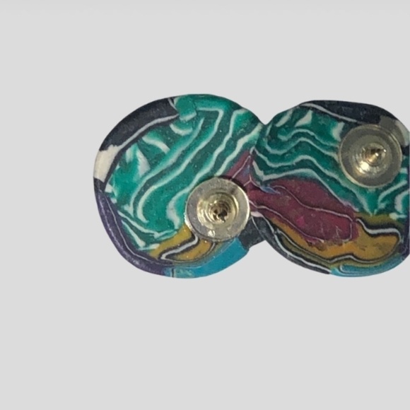 Vintage Beaded Resin Necklace With Artistic Clip-On Earrings Blue Turquoise W OS - Picture 4 of 5